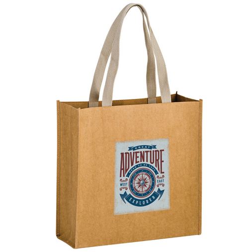 Custom Printed TIDAL WAVE Washable Kraft Paper Tote Bag w/ Web Handle (13"x5"x13") - EV - WB13513-CE